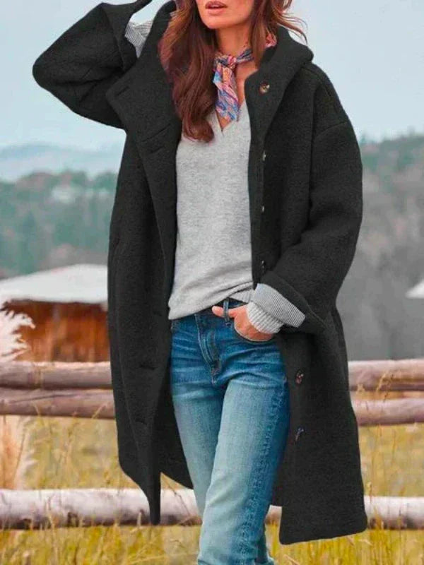 Alisse | Langer Button-Up Teddy-Mantel