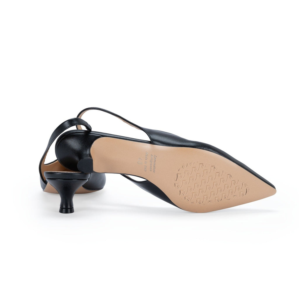 Mureta | Zapatos de tacón bajo de piel en color negro