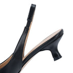 Mureta | Zapatos de tacón bajo de piel en color negro