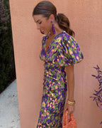 Simone | Elegantes Kleid mit V-Ausschnitt und Puffärmeln