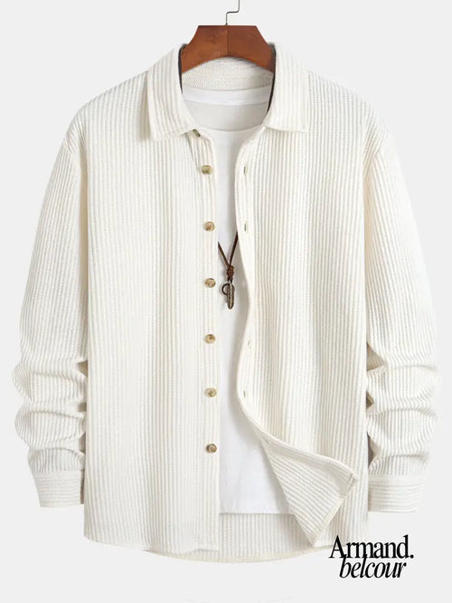 Adrián | Camisa de manga larga con textura de panal Blanco / S