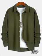 Adrián | Camisa de manga larga con textura de panal Verde / S