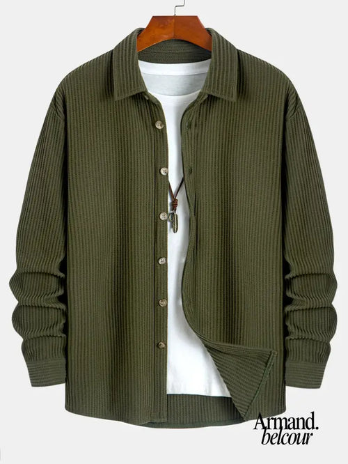 Adrián | Camisa de manga larga con textura de panal Verde / S
