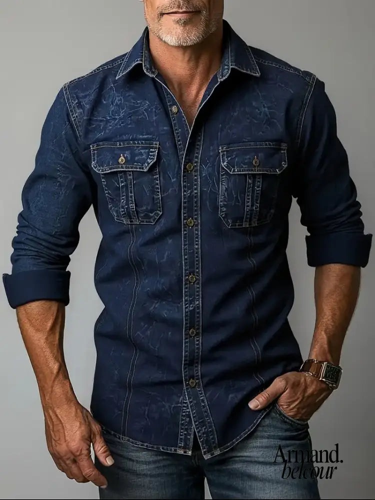 Angelo | Camisa vaquera con bolsillos delanteros abotonados Azul / XS