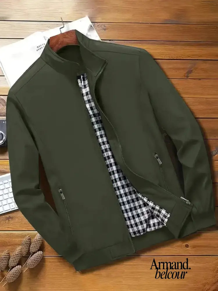 Anton | Chaqueta informal con cremallera Verde Militar / S