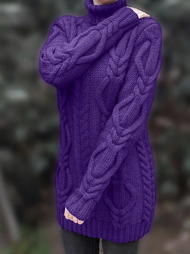 Nadia | Vestido de cuello alto de punto grueso