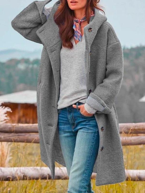 Alisse | Langer Button-Up Teddy-Mantel