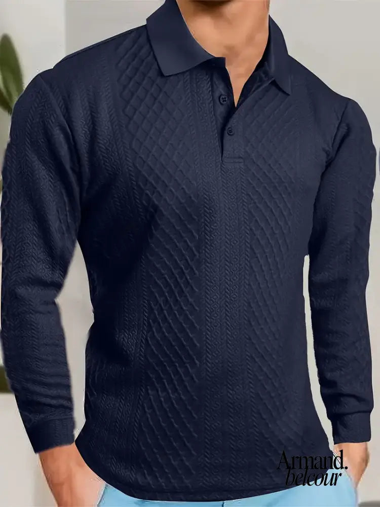 Bernard | Camiseta texturizada Lior con cuello jacquard Azul Marino / S