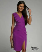 Brenda | Vestido ceñido con escote en V Morado / S