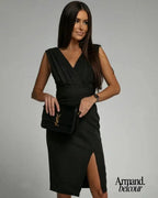 Brenda | Vestido ceñido con escote en V Negro / S