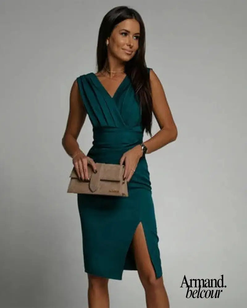 Brenda | Vestido ceñido con escote en V Verde / S
