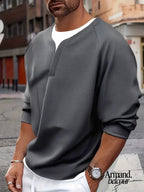 Brogan | Suéter Henley de manga larga y corte relajado Gris / M