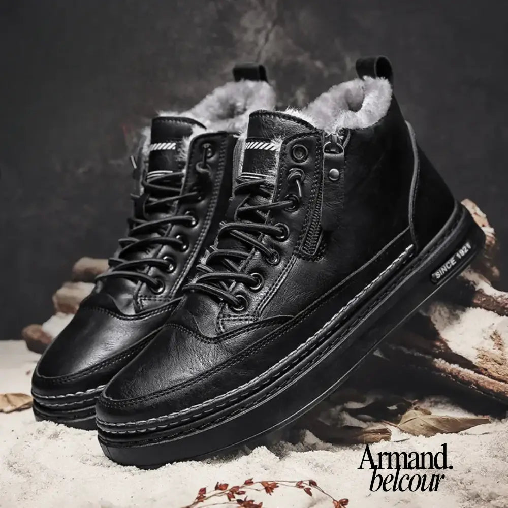 Bryson | Botas de invierno de cuero para hombre Negro / 39