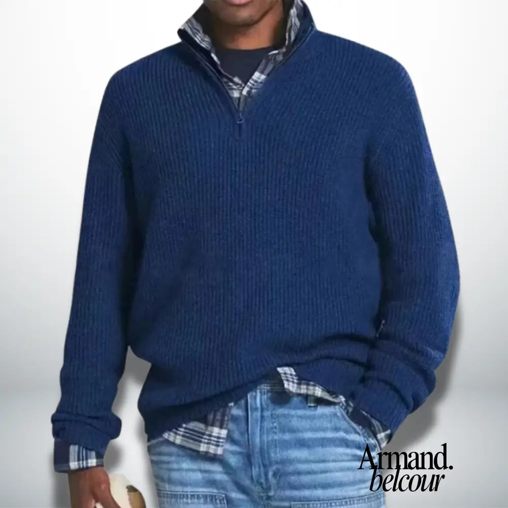 Caleb | Suéter cálido con cuello Azul oscuro / XXS