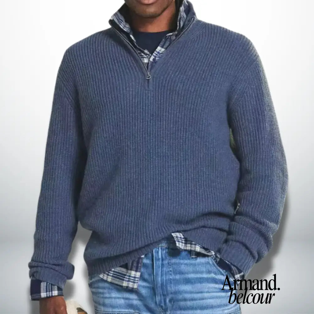 Caleb | Suéter cálido con cuello Azul / XXS