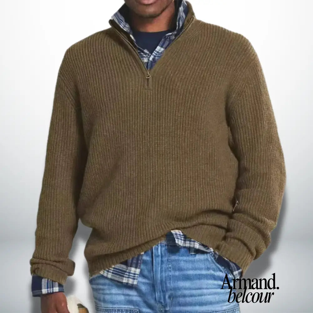 Caleb | Suéter cálido con cuello Caqui / XXS