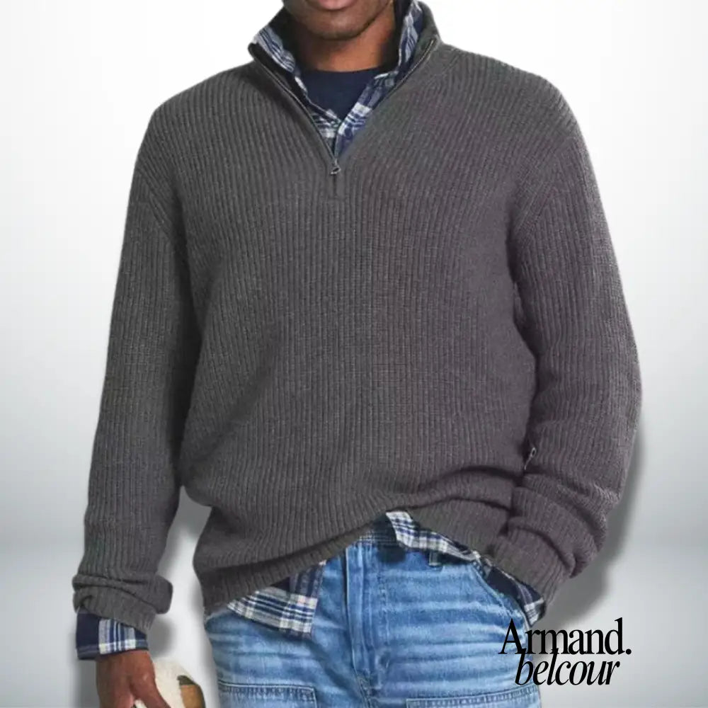 Caleb | Suéter cálido con cuello Gris / XXS