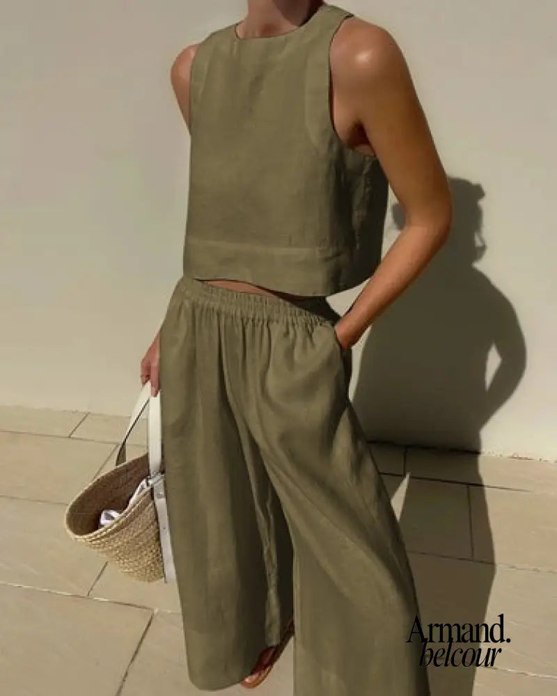 Cintia | Conjunto Elegante Verde Oliva / S