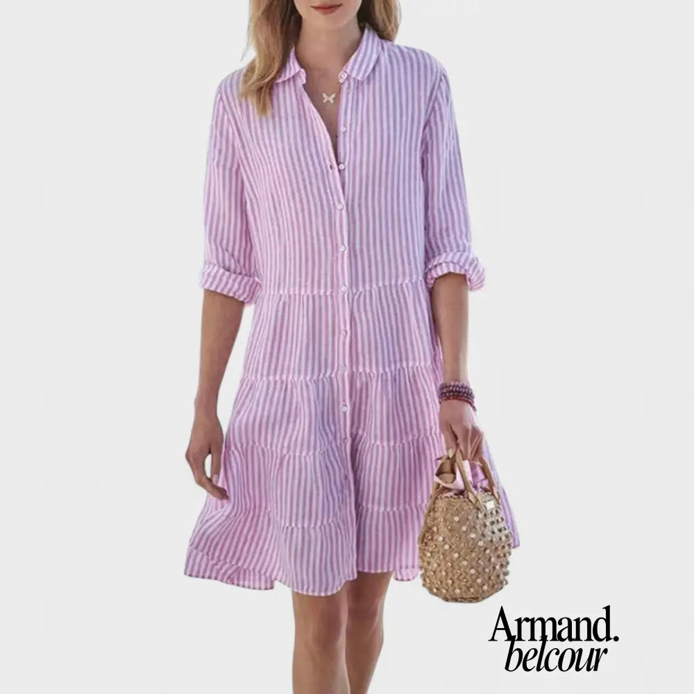 Cristina | Vestido de verano a rayas Violeta / S