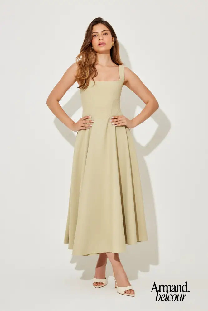 Delphine | Vestido midi fluido y atemporal Caqui / S Dresses