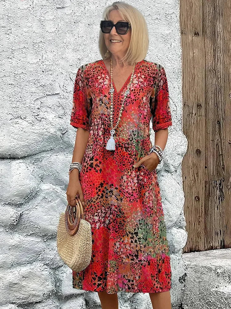 Dorina | V-Ausschnitt-Kleid mit Print