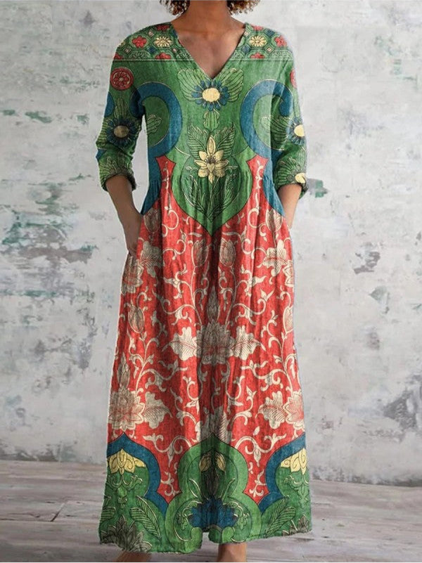 Aurora | Langes, florales Vintage-Kleid