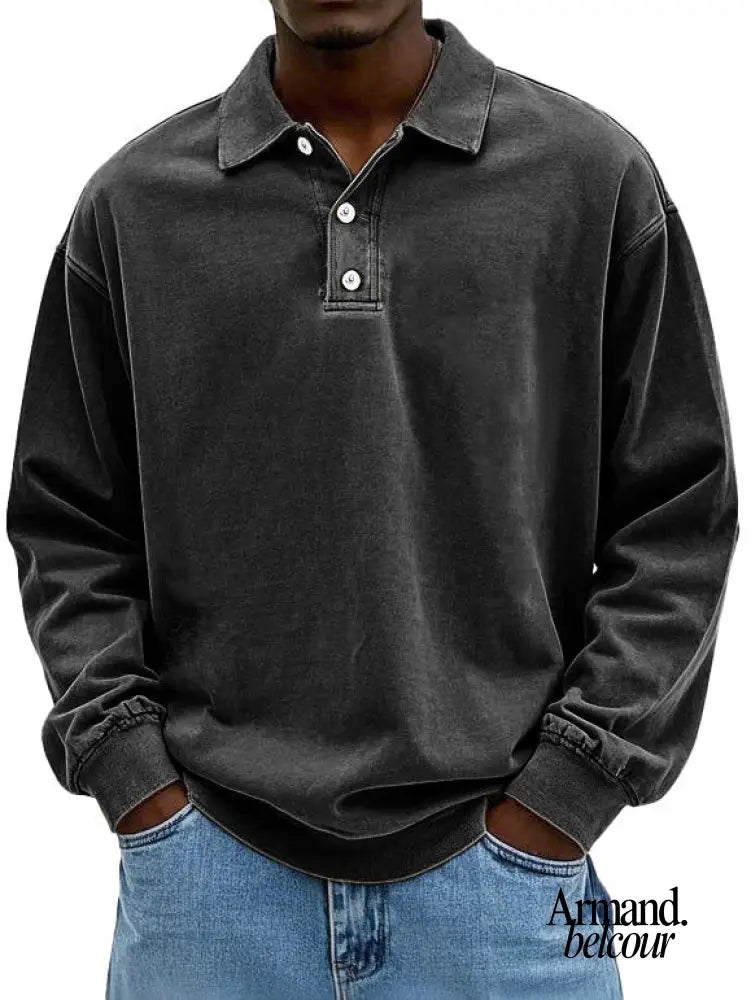 Edgar | Polo de manga larga Negro / S Truien