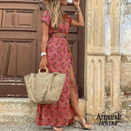 Emi | Vestido largo vaporoso con cinturón a juego Rosa / XS