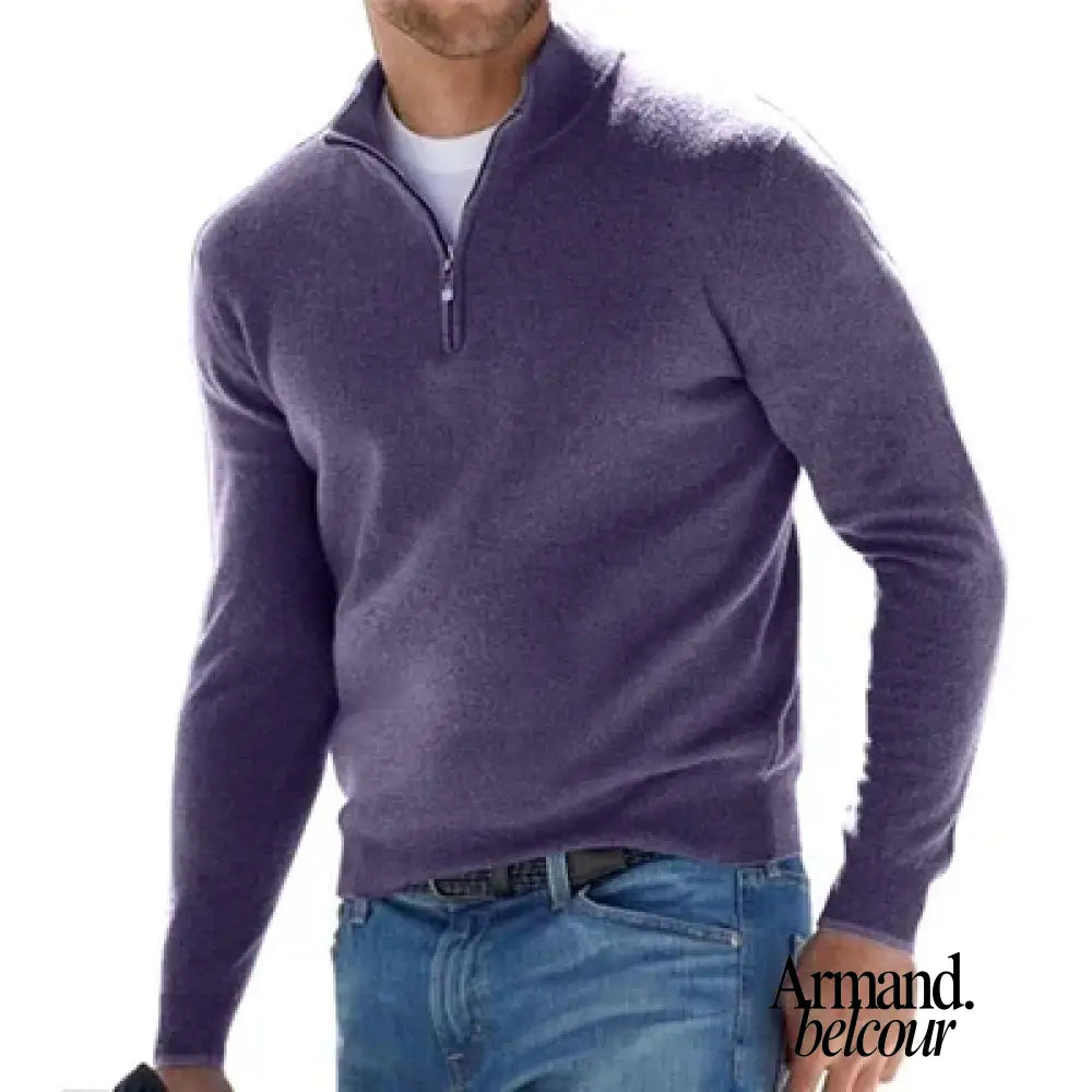 Euge | Suéter básico con cremallera para hombre Violeta / S