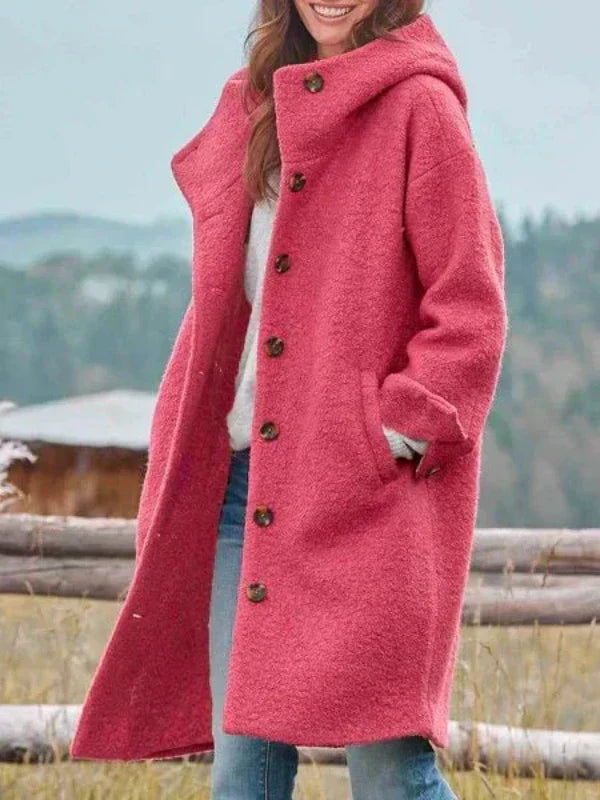 Alisse | Langer Button-Up Teddy-Mantel