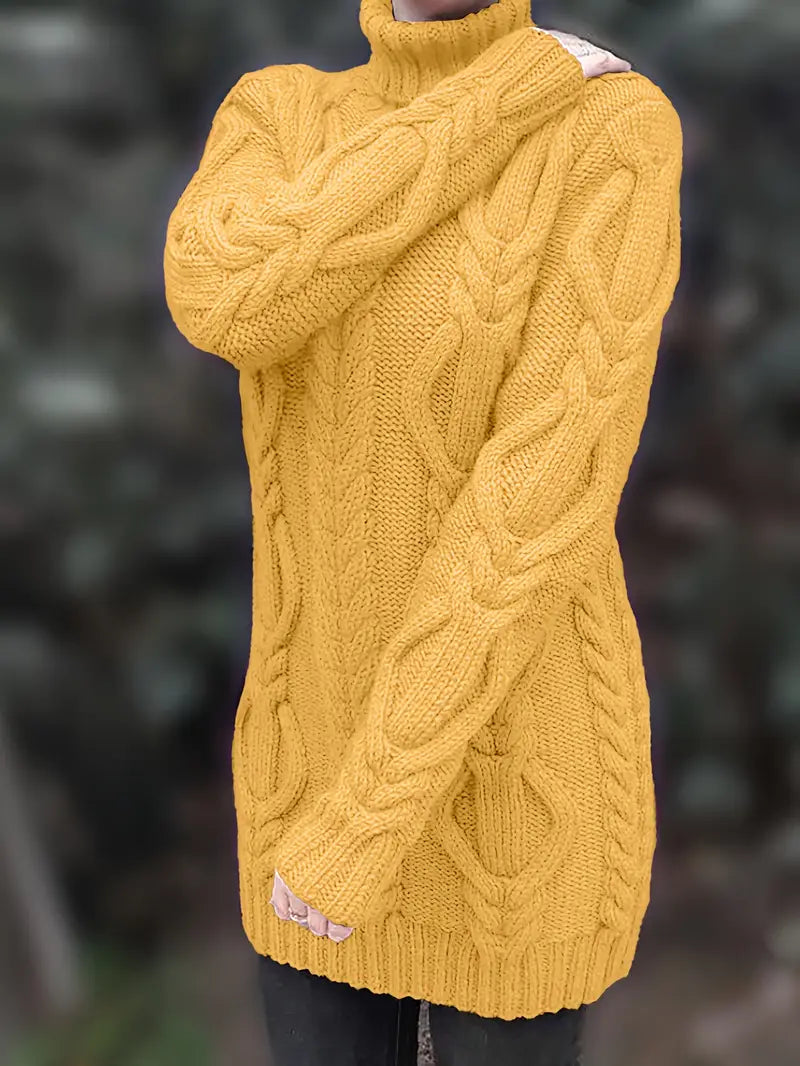 Nadia | Vestido de cuello alto de punto grueso