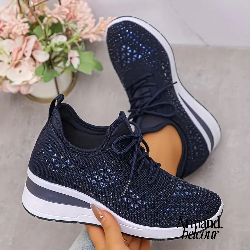Gabriela | Zapatillas deportivas de sujeción con brillantes Azul Oscuro / 36