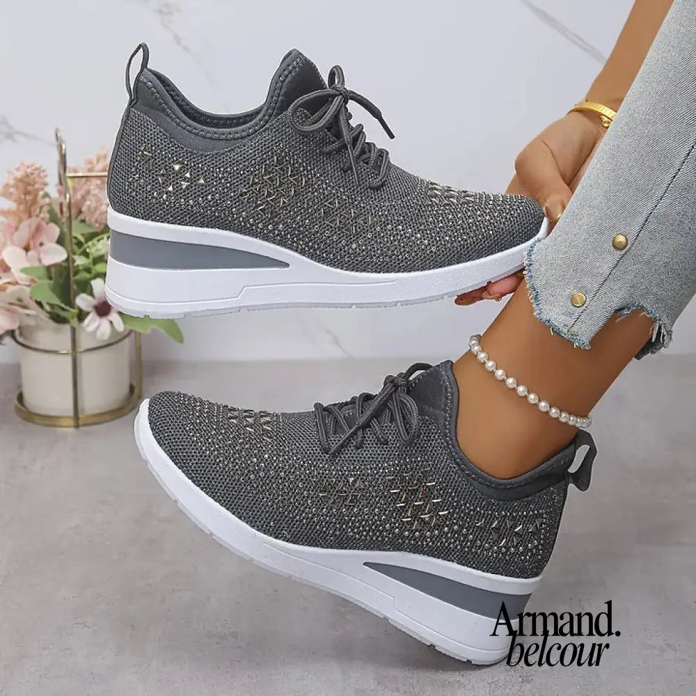 Gabriela | Zapatillas deportivas de sujeción con brillantes Gris / 36