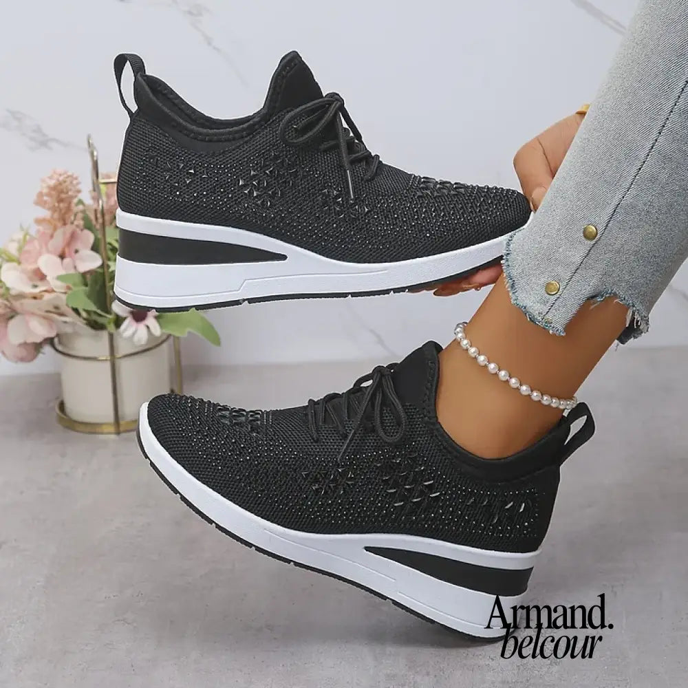 Gabriela | Zapatillas deportivas de sujeción con brillantes Negro / 36