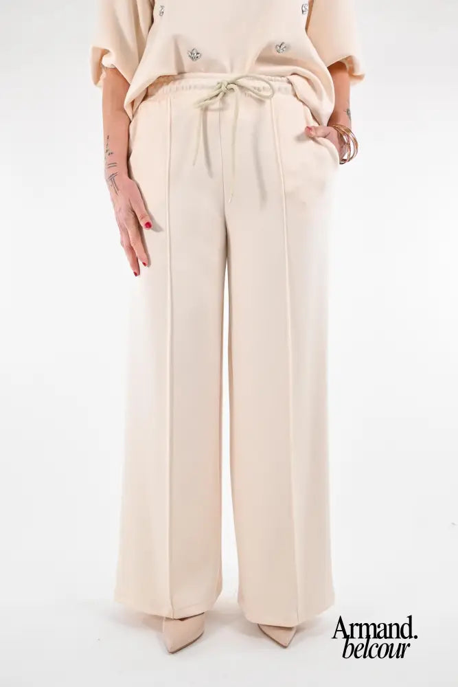 Hally | Pantalón cómodo para mujer - Crema Abbigliamento e accessori