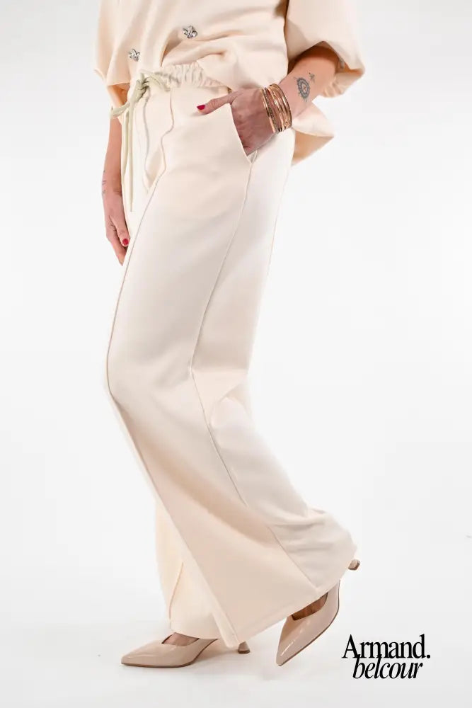 Hally | Pantalón cómodo para mujer - Crema Abbigliamento e accessori