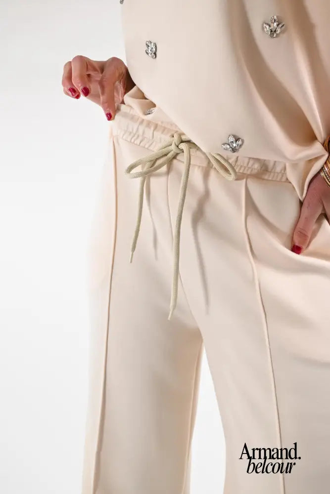 Hally | Pantalón cómodo para mujer - Crema Abbigliamento e accessori