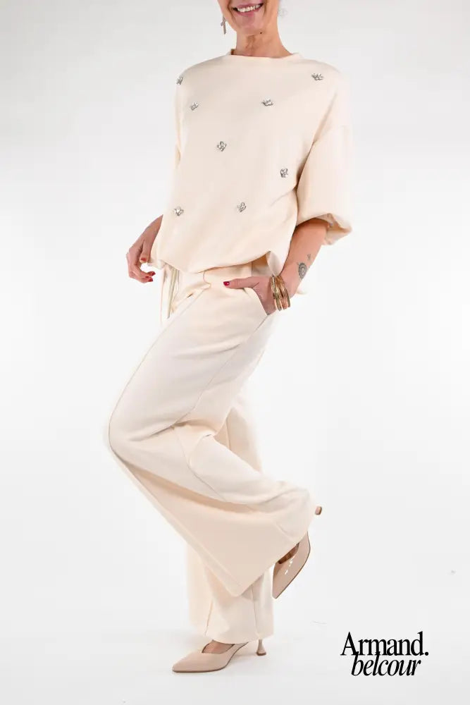 Hally | Pantalón cómodo para mujer - Crema Abbigliamento e accessori