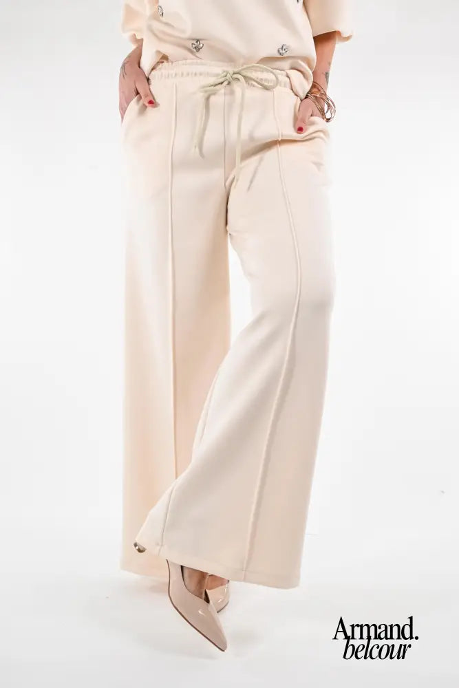 Hally | Pantalón cómodo para mujer - Crema S Abbigliamento e accessori