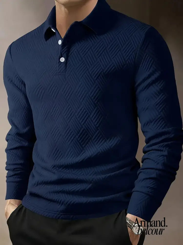 Henry | Polo casual con botones y trama especial Azul Marino / M