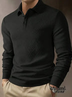 Henry | Polo casual con botones y trama especial Negro / M