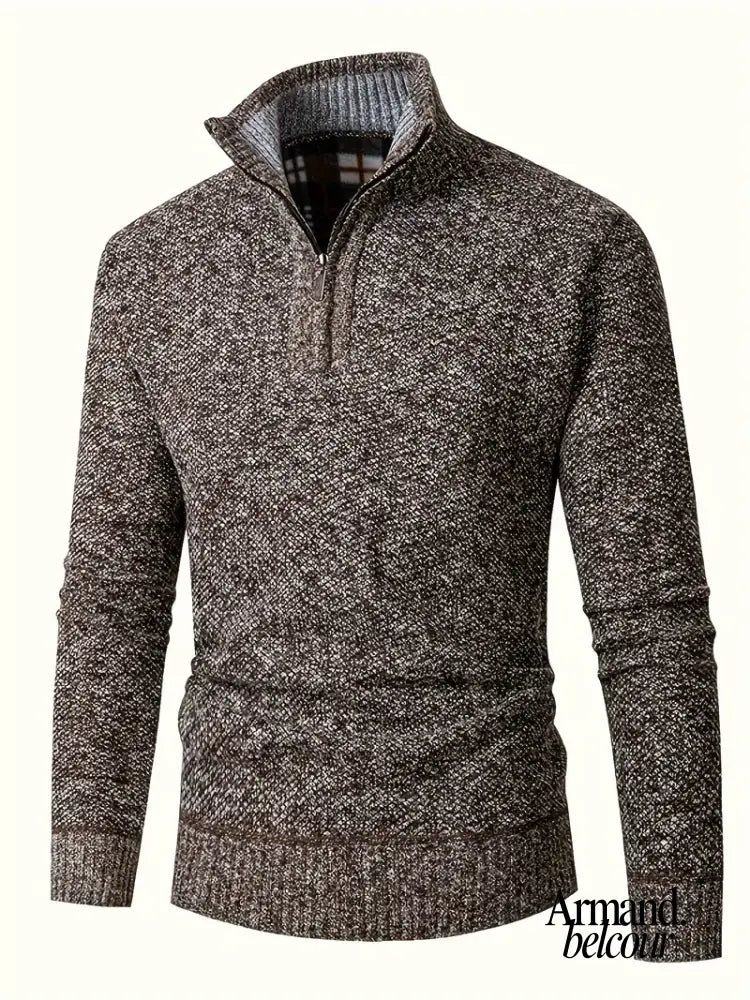 Ingram | Suéter informal de cuello alto con cremallera Marrón Oscuro / S