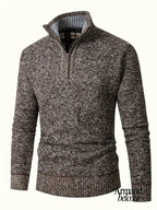 Ingram | Suéter informal de cuello alto con cremallera Marrón Oscuro / S