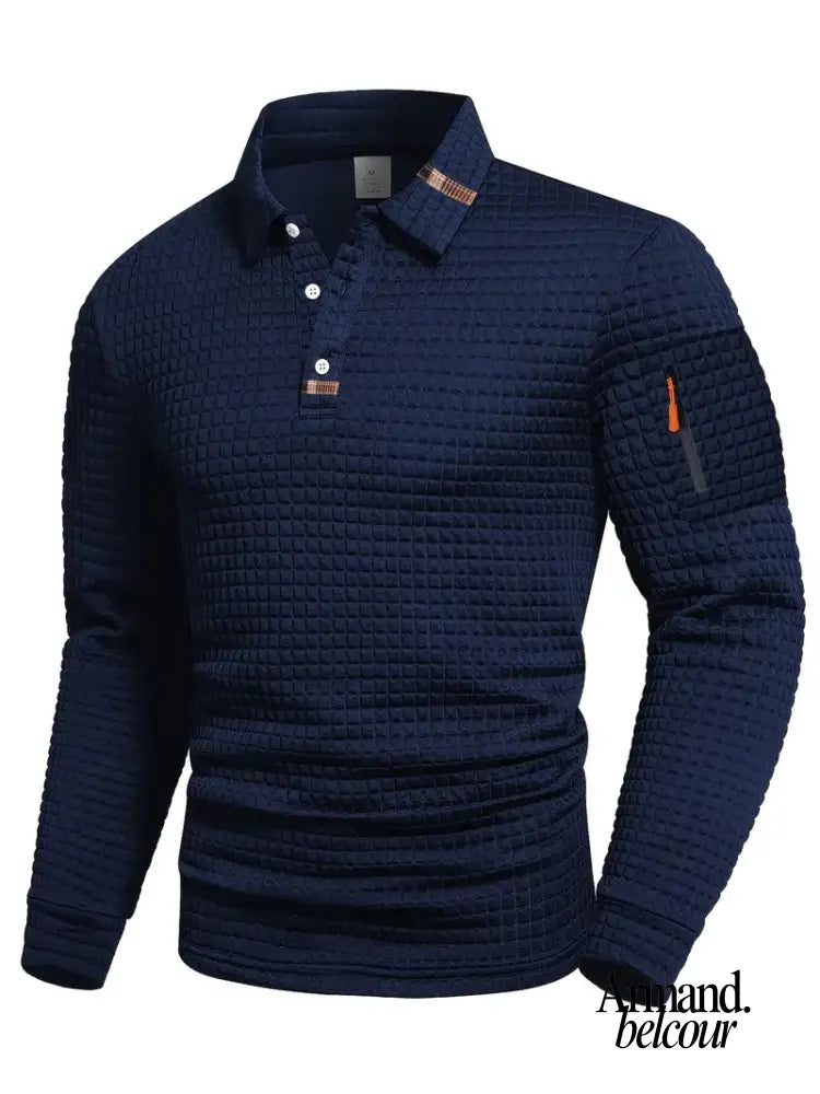 Izan | Polo texturizado con bolsillo en la manga Azul Marino / M