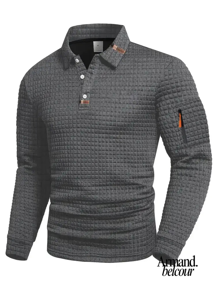 Izan | Polo texturizado con bolsillo en la manga Gris / M