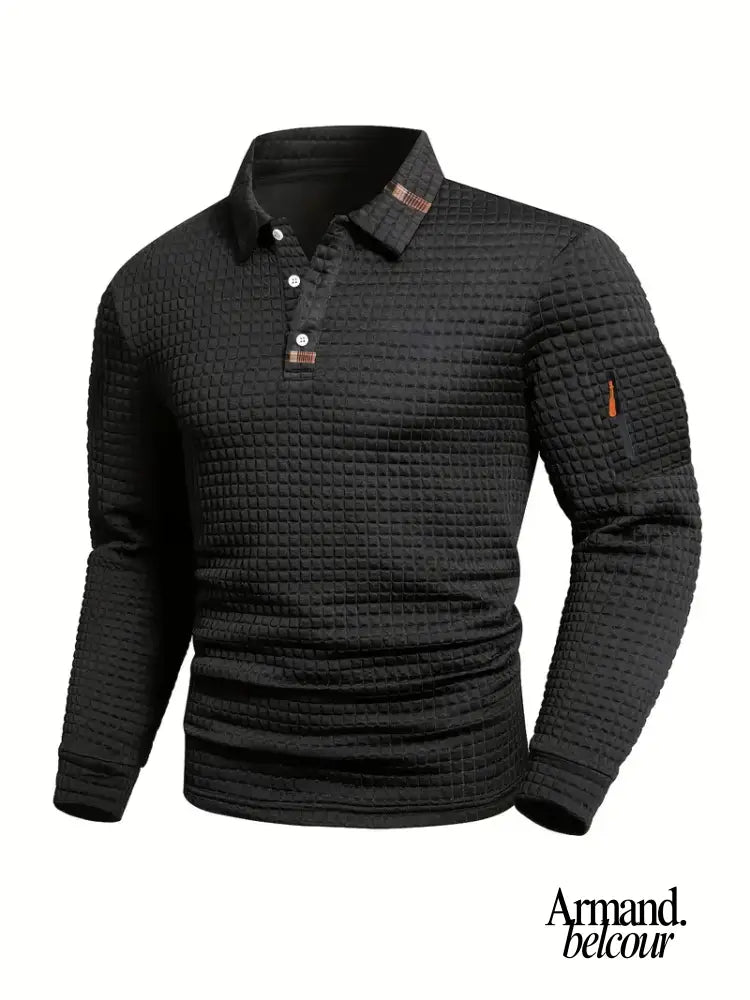 Izan | Polo texturizado con bolsillo en la manga Negro / M