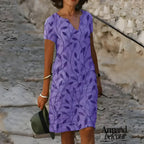 Janine | Elegante vestido de verano con cobertura de vientre. Lila / S