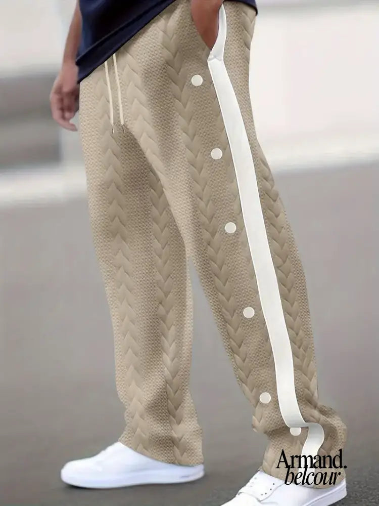 Jonás | Pantalones de punto de pierna ancha con botones laterales Caqui / S