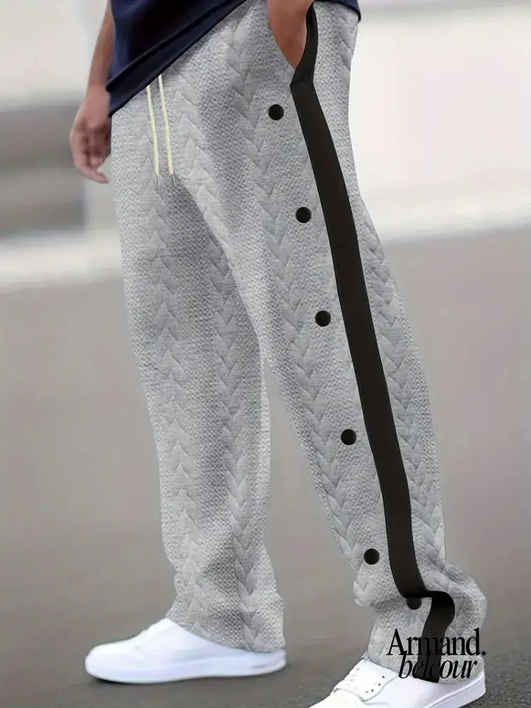 Jonás | Pantalones de punto de pierna ancha con botones laterales Gris / S