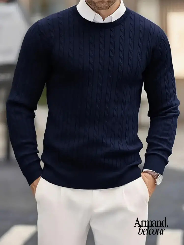 Jonny | Suéter de cuello alto de punto de manga larga Azul Marino / M